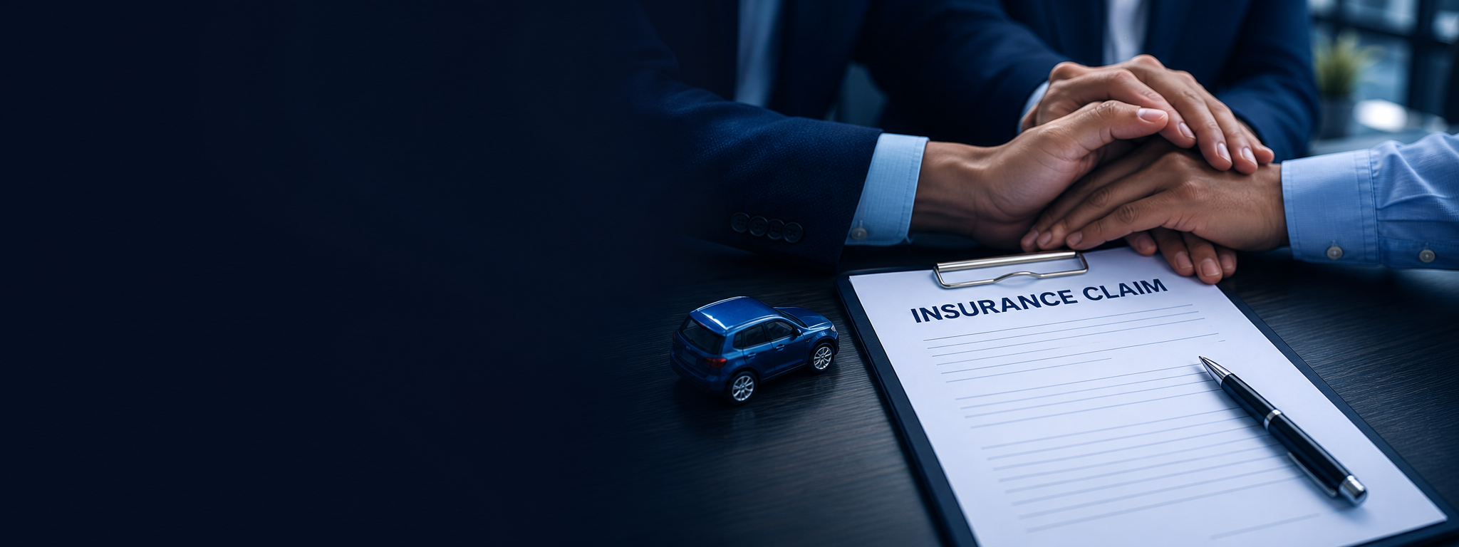 Hands supporting an insurance claim document