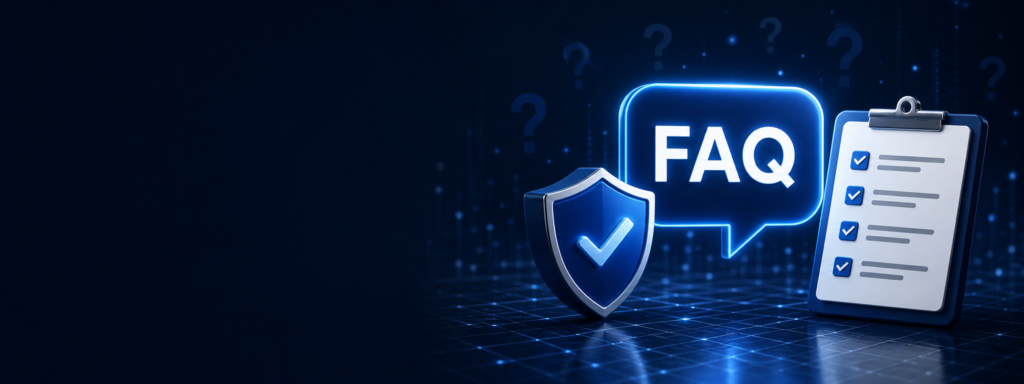 FAQ shield and checklist illustration